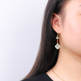 Jade Blossom & Coral Flower Earrings - Elegant Women's Accessory