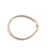 Tri-Tone Twisted Elegance Bracelet for Sophisticated Women