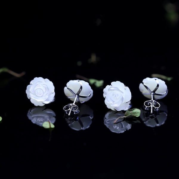 Elegant Mother of Pearl Rose Earrings - ED030128