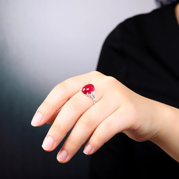 Sterling Silver Blossom Ruby Ring - Timeless Elegance