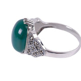 Vintage Green Agate Silver Ring for Women