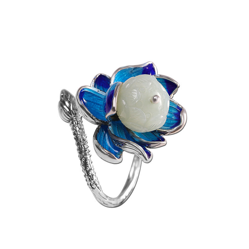 Enamel Lotus 925 Silver Pendant for Women