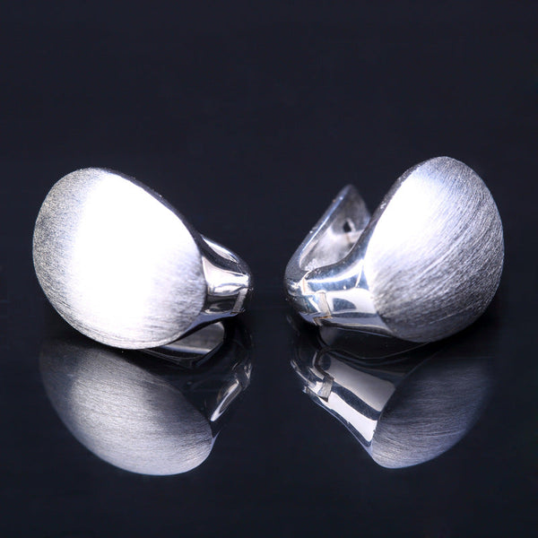 Brushed 925 Silver Oval Cufflinks for Men