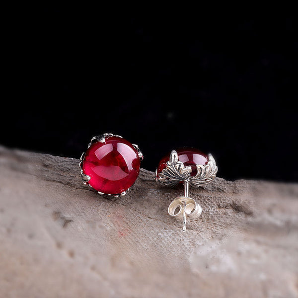 Sterling Silver Red Agate Earrings - Vintage Elegance