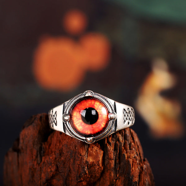 Men's Sterling Silver Ring with Fiery Eye