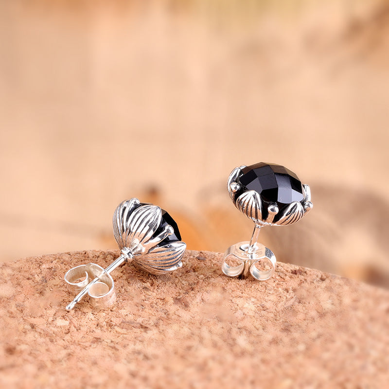 Sterling Silver Ruby Bloom Earrings -  Collection