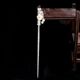 S925 Silver Jade Blossom Hairpin - Vintage Elegance