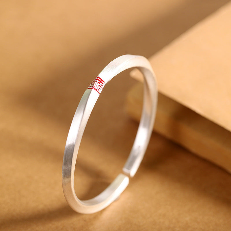 999 Pure Silver Elegant Open Bangle for Men