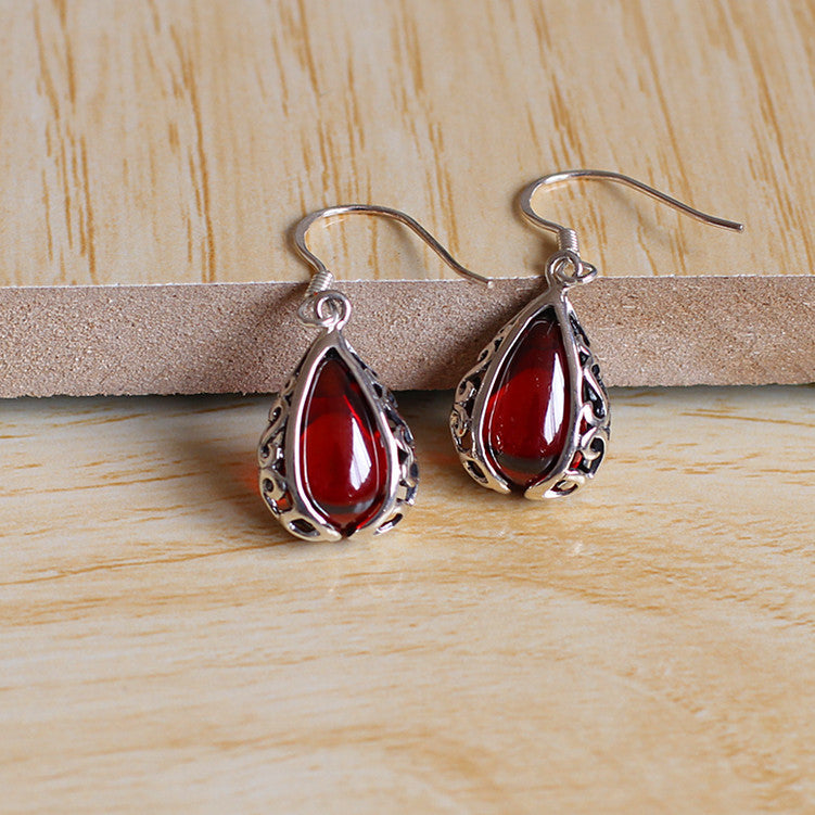 Elegant Ruby Teardrop Earrings in Sterling Silver