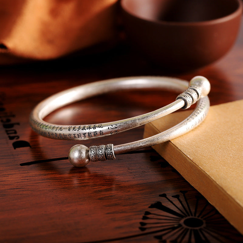 Sterling Silver Engraved Bangle - Timeless Elegance