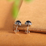 Vintage Blue Sandstone 925 Silver Stud Earrings