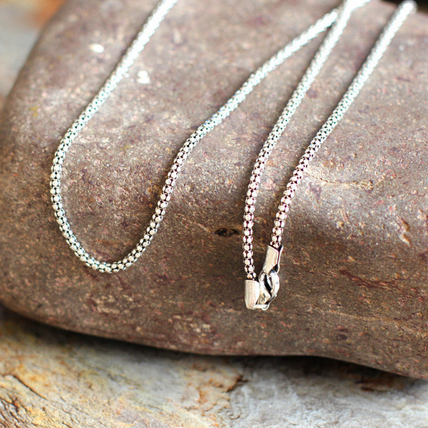 Sterling Silver Beaded Chain Necklace - Women