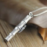 Sterling Silver Cicada Bamboo Pendant - Artisanal