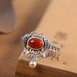 Vintage Silver Koi Ruby Ring for Women