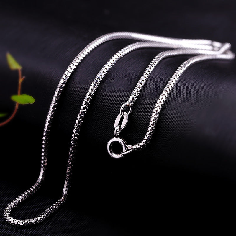 Elegant S925 Sterling Silver Box Chain Necklace