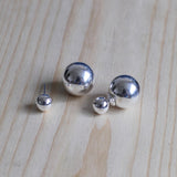 Sterling Silver Double Ball Earrings - Elegant Minimalist Design