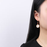 Gold-Plated Jade Leaf Earrings with Coral Beads