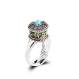 Turquoise & Silver Vintage Spinner Ring, Unisex