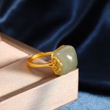 Golden Jade Serenity Ring for Elegant Women