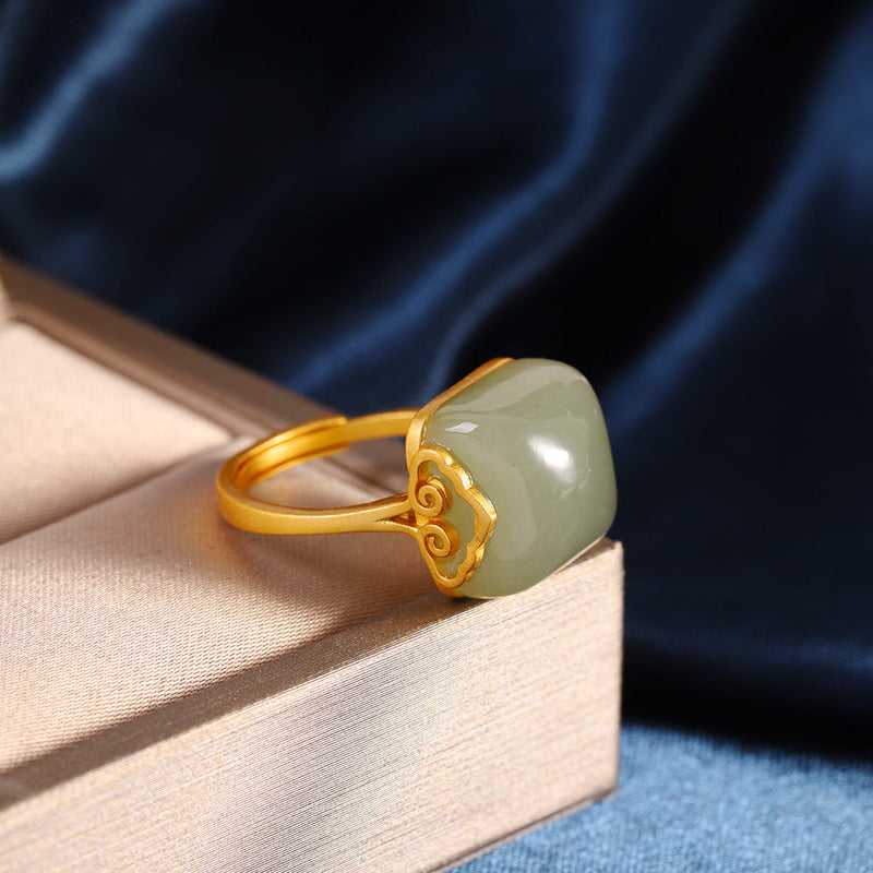 Golden Jade Serenity Ring for Elegant Women