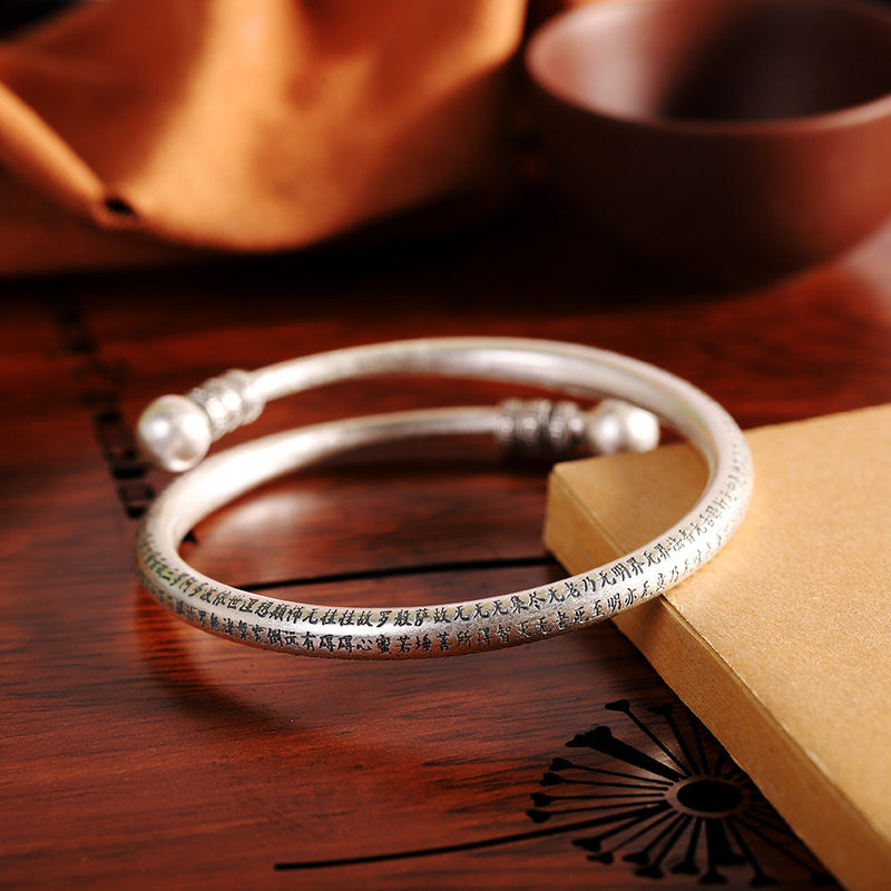 Sterling Silver Engraved Bangle - Timeless Elegance