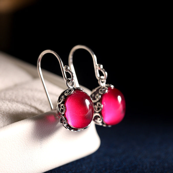 Ruby Glow S925 Silver Earrings ??Elegance for Women