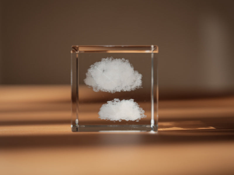 Crystal double cloud cube, Wolke, sky, nuage cloud sculpture, paperweight, shelf sitter decor, crystal decoration, home decor, sky cute gift