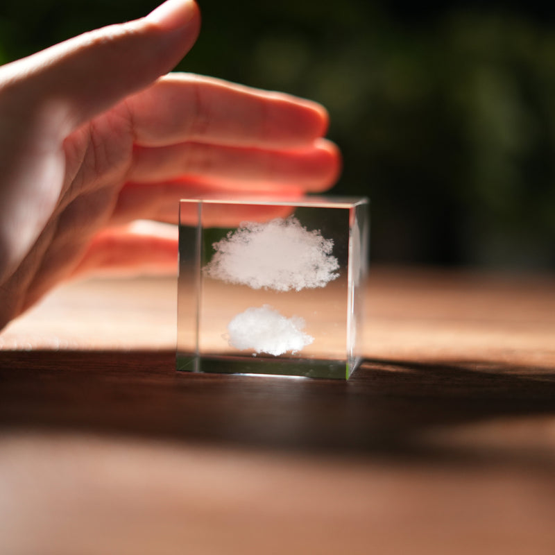 Crystal double cloud cube, Wolke, sky, nuage cloud sculpture, paperweight, shelf sitter decor, crystal decoration, home decor, sky cute gift