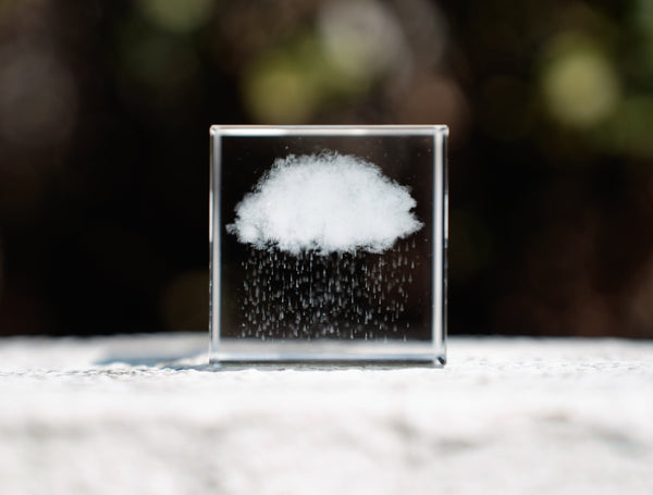 Crystal cloud rain cube, Wolke, sky, rain, cloud sculpture, paperweight, shelf sitter decor, crystal decoration, home decor, sky cute gift