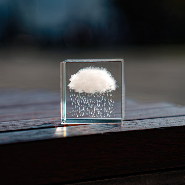 Crystal cloud rain cube, Wolke, sky, rain, cloud sculpture, paperweight, shelf sitter decor, crystal decoration, home decor, sky cute gift