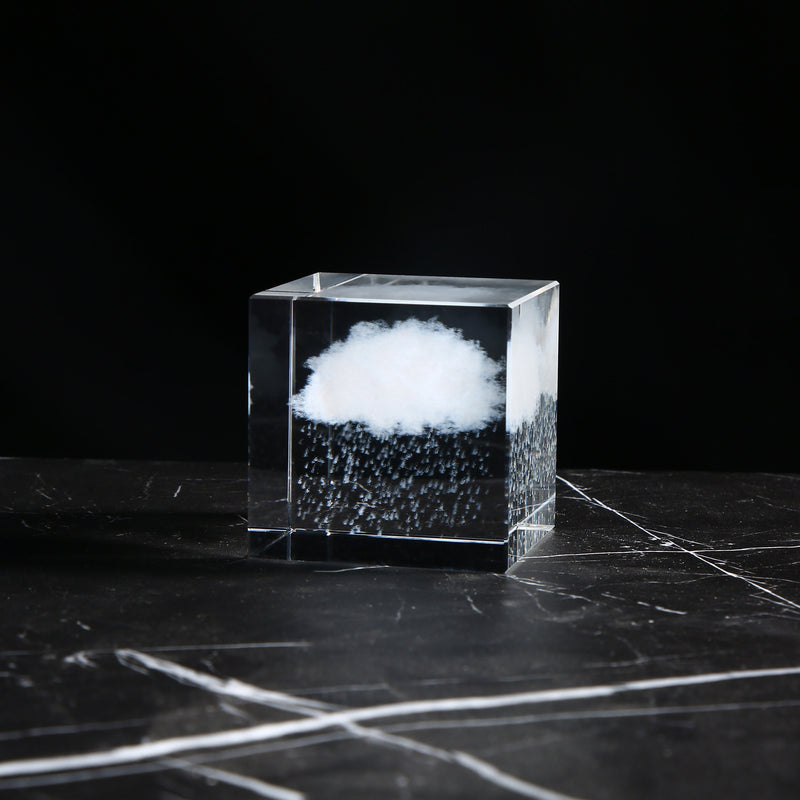 Crystal cloud rain cube, Wolke, sky, rain, cloud sculpture, paperweight, shelf sitter decor, crystal decoration, home decor, sky cute gift