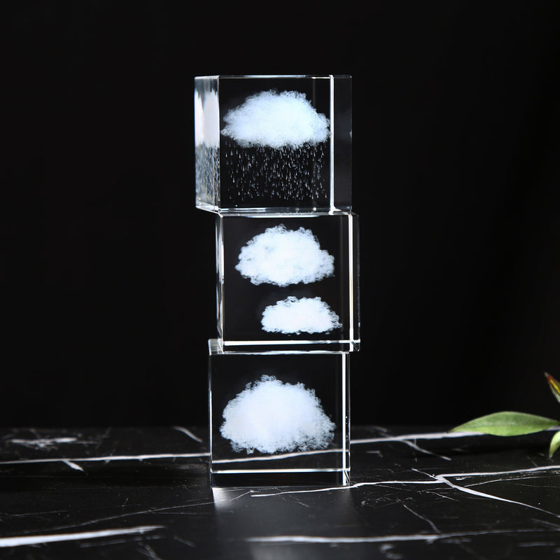 Crystal cloud rain cube, Wolke, sky, rain, cloud sculpture, paperweight, shelf sitter decor, crystal decoration, home decor, sky cute gift