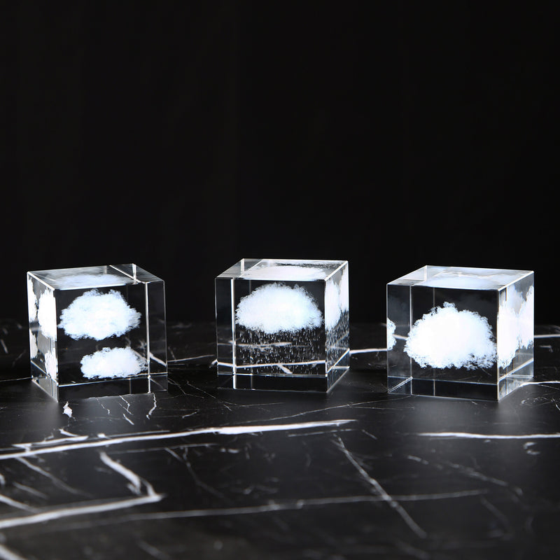 Crystal cloud rain cube, Wolke, sky, rain, cloud sculpture, paperweight, shelf sitter decor, crystal decoration, home decor, sky cute gift